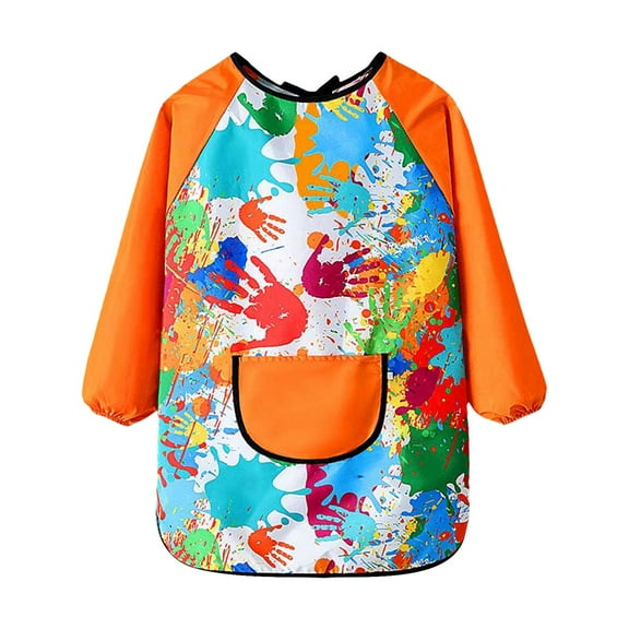 Kids Art Smocks Water Proof Painting Apron Smock Girls Boys Long Sleeve Knee Length Artist Smock Pocket