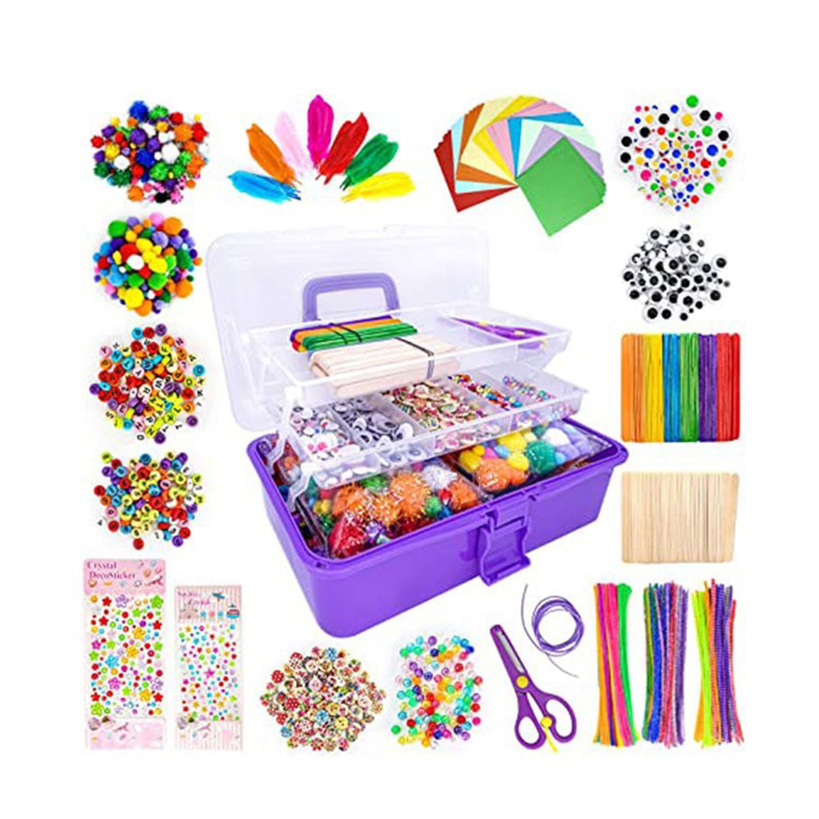 Hotbest Arts and Crafts Supplies Set for Kids DIY Craft Box for Kids Craft Set Creative Craft Supplies Box Gift for Toddlers Homeschool, Preschool