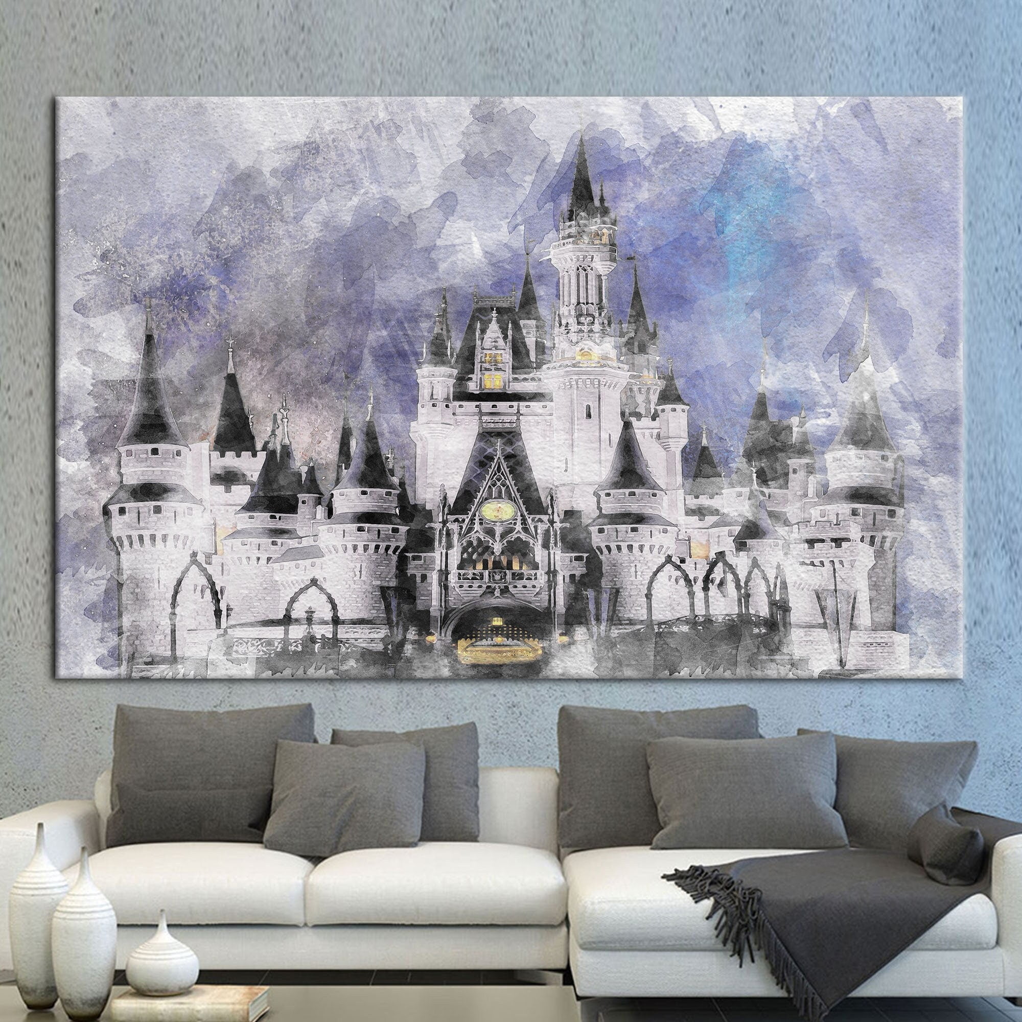 Kids Artwork, Disneyland Wall Decor, Kids Poster, Cinderella Castle ...