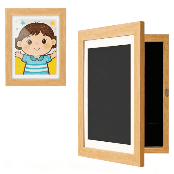 Kids Artwork Frames, A4, 8.4x11.8 Art Picture Frame with Mat Display for Room Decor, Picture Display Children's Storage Frame, Art Project, Beige