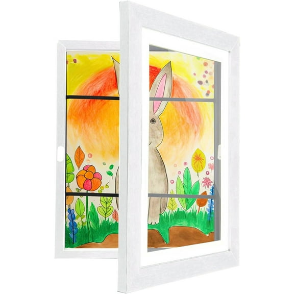 Kids Artwork Frames Changeable, Artrylin 13 x 9.45 inch Frames for Kids Artwork, Front Opening Picture Frames, Home Decor, Kids Art Frame, Craft Storage, Hanging Wall Decor, Art(White)
