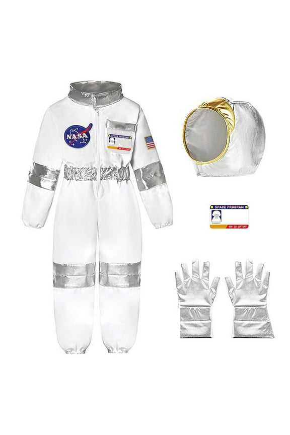Kids Astronaut Space Suit Halloween with Gloves for Holiday Party Dress Up Play