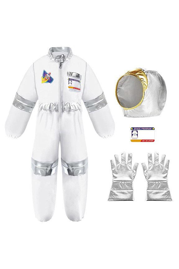Kids Astronaut Space Suit Halloween with Gloves for Holiday Party Dress Up and Pretend Play Adventure