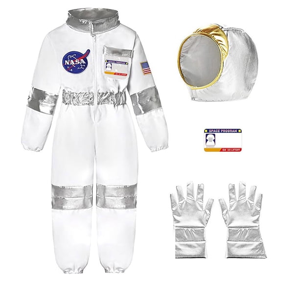 Kids Astronaut Space Suit Halloween with Gloves for Holiday Party Dress Up and Pretend Play Adventure