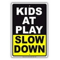 thumbnail image 1 of Kids At Play Slow Residential Area Park Ahead Caution Road Street Outdoor Warning Metal Aluminum Sign 8"x12", 1 of 1