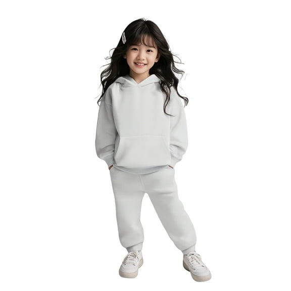 Kids Athletic Clothes Sets Long Sleeve Solid Hooded Sweatsuits Pullover and Active Jogger Pants 2 Piece Fall Winter Clothes Teen Girls Trendy Clothes 3-4 Years Cute Boy Girl Clothing