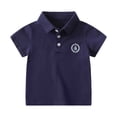 thumbnail image 1 of Kids Athletic Polo Shirt Fashion Stripe Graphic Printed Pullover Toddler Kids Shirts Chest Pocket Summer Holiday Tops Z03 Navy 4 -5 Years, 1 of 8