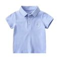 thumbnail image 1 of Kids Athletic Polo Shirt Fashion Stripe Graphic Printed Pullover Toddler Kids Shirts Chest Pocket Summer Holiday Tops Z03 Sky Blue 4 -5 Years, 1 of 8