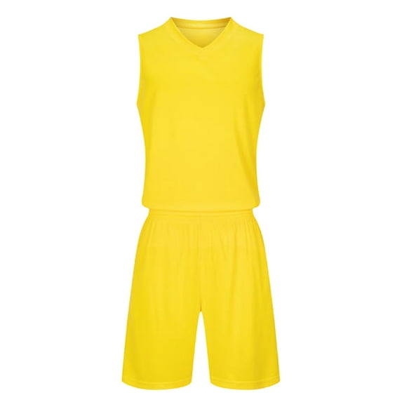 Kids Athletic Set 2-Piece Yellow, Quick-Dry Sports Outfit for Boys and Girls - Tank Top & Shorts for Play, Basketball, PE Class - Ages 6-12,Size 4-5T