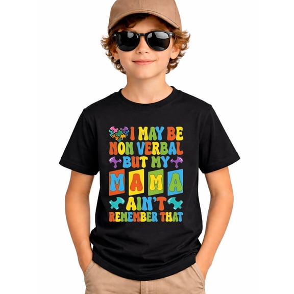 Kids Autism Awareness T-Shirt, Non Verbal Mama Graphic Tee