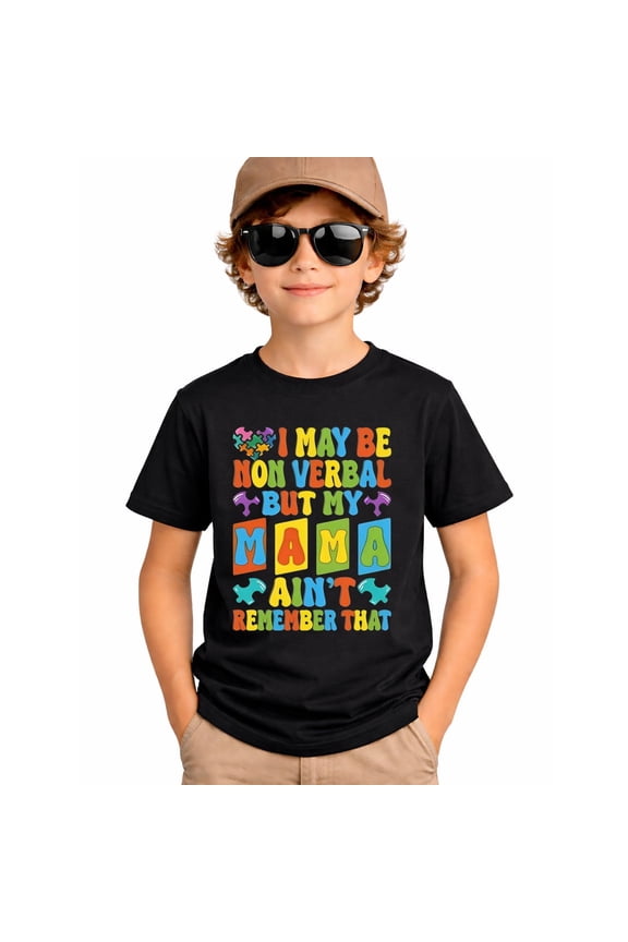 Kids Autism Awareness T-Shirt, Non Verbal Mama Graphic Tee