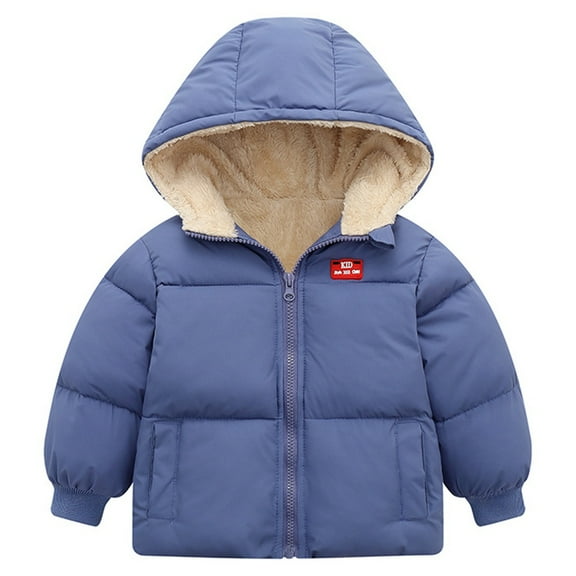 Kids Baby Boy Girl Winter Warm Hooded Jacket Down Coat Padded Thick Overcoat Solid Color