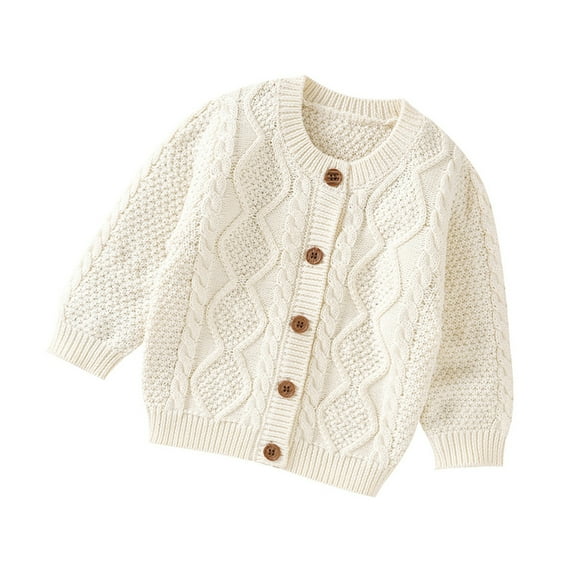 Kids Baby Boys Girls Cardigan Crochet Sweater Toddler Cable Knit Thick Pullover Sweatshirt Button up Knitted Jackets Warm Sweater Outwear
