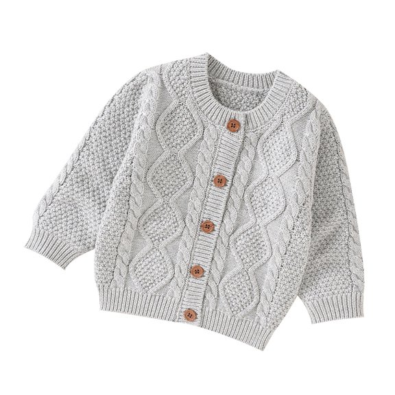 Kids Baby Boys Girls Cardigan Crochet Sweater Toddler Cable Knit Thick Pullover Sweatshirt Button up Knitted Jackets Warm Sweater Outwear