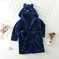 thumbnail image 1 of Kids Baby Boys Girls Hooded Warm Flannel Towel Robe Bathrobe Soft Pajamas Sleepwear Navy 2-3 Years, 1 of 3
