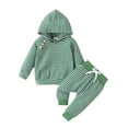 thumbnail image 1 of Kids Baby Boys Girls Long Sleeve Patchwork Hoodie Sweatshirt Tops Striped Pants Trousers Outfit Set 2PCS Clothes Casual Joggers 4t Outfit Set 3month Boys, 1 of 7