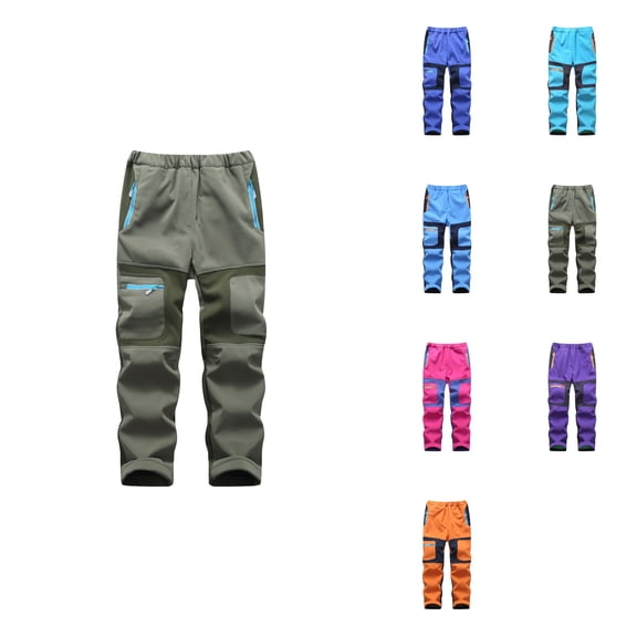 Kids Baby Boys Girls Patchwork Ski Pants - Thickened Warm Winter Trouser with Pockets, Regular Fit Casual Snow Pants Suit