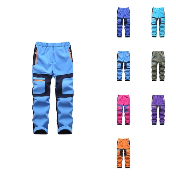 Kids Baby Boys Girls Patchwork Ski Pants - Thickened Warm Winter Trouser with Pockets, Regular Fit Casual Snow Pants Suit