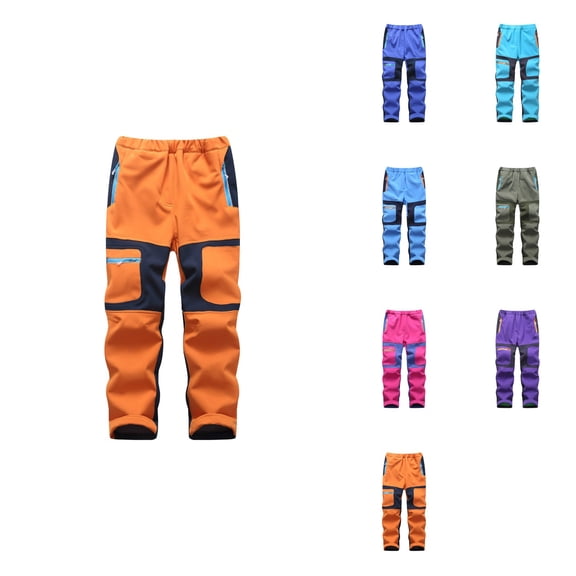 Kids Baby Boys Girls Patchwork Ski Pants - Thickened Warm Winter Trouser with Pockets, Regular Fit Casual Snow Pants Suit