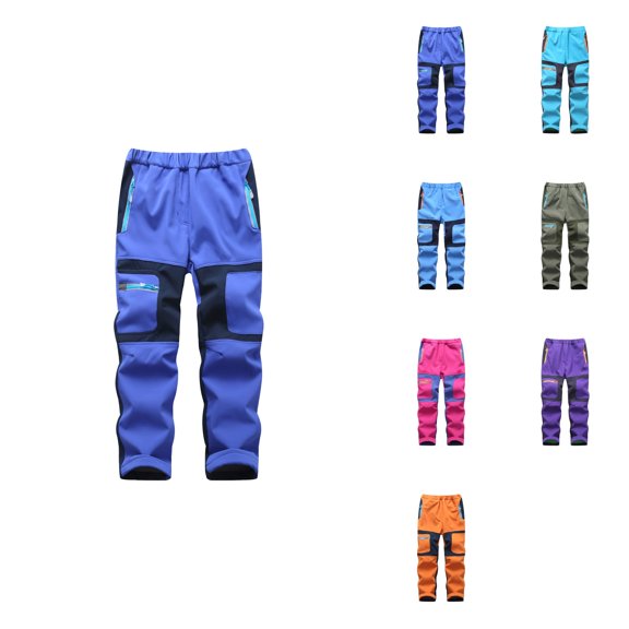 Kids Baby Boys Girls Patchwork Ski Pants - Thickened Warm Winter Trouser with Pockets, Regular Fit Casual Snow Pants Suit