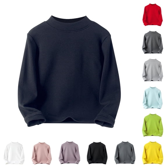 Kids Baby Boys Girls Shirts High Collar Soft T Shirt Unisex Long Sleeve Tee Tops Kids Dance Tops Girls 9-10 Years