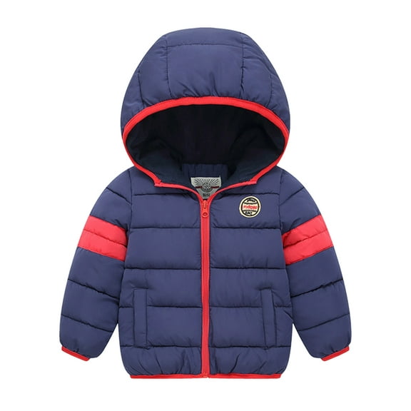 Kids Baby Boys Splicing Coat Outwear Infant Toddler Hooded Zip-up Jacket 2-8 Years