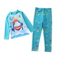 thumbnail image 1 of Kids Baby Boys Two Piece Bathing Suits Long Sleeve Rash Guard Sets Sun Protection Swimwear, 1 of 3