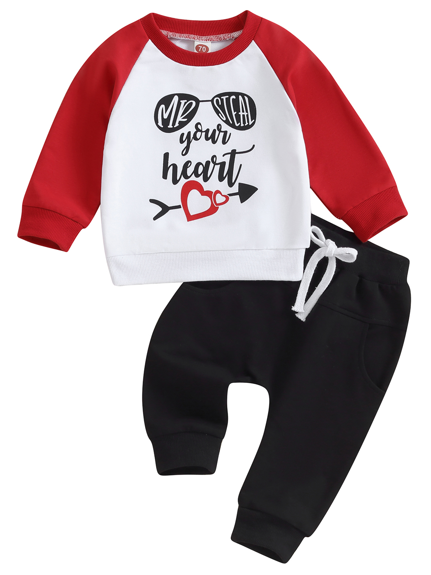 Kids Baby Boys Valentine's Day Outfits Set Long Sleeve Mommy Pullover