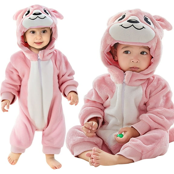 Kids Baby Girl Boy Romper Cartoon Animal Outfit Long Sleeve Outwear Winter Autumn Hooded Romper Kids Clothes 3-4 Years