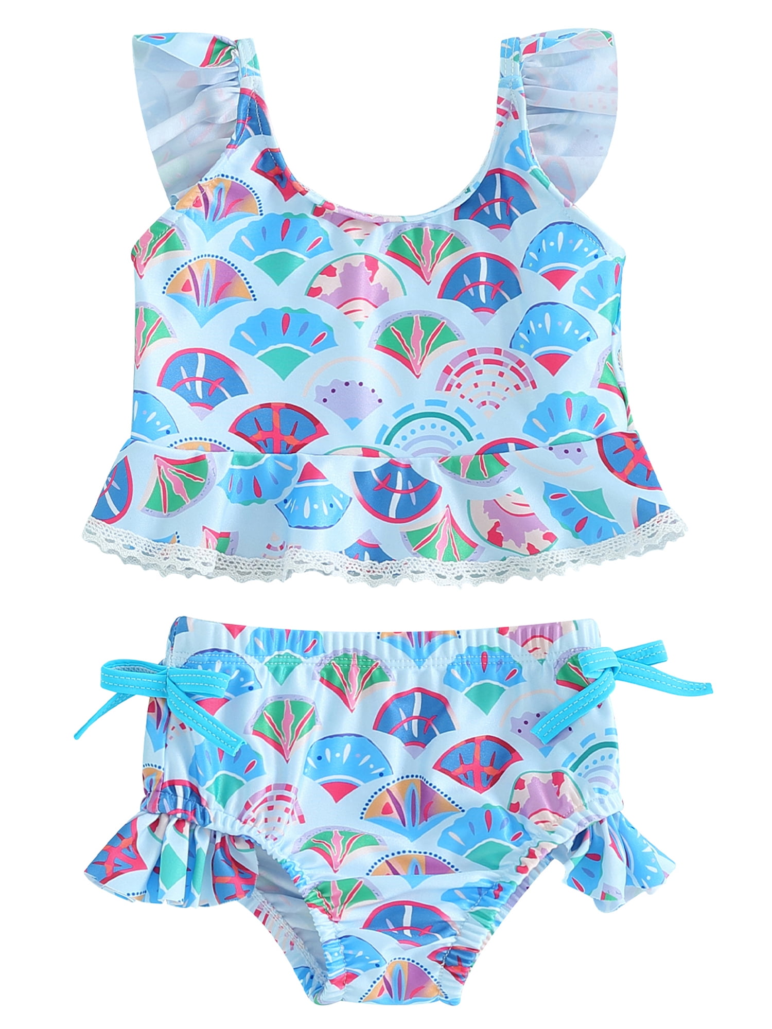 Kids Baby Girls Bikini Beach Swimwear 2pcs Swimsuits Fish Scales Print