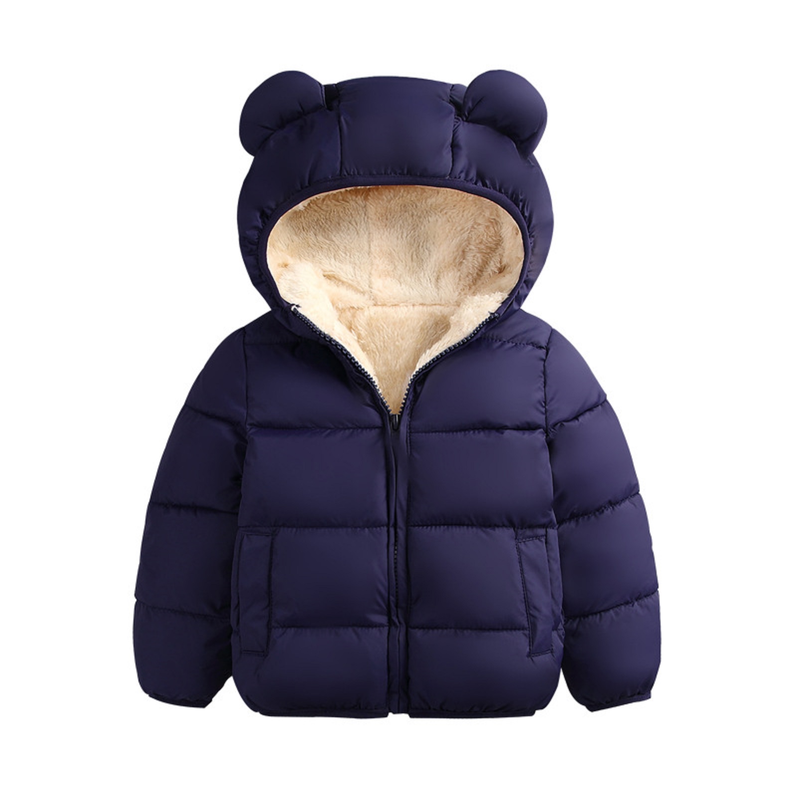 Kids Baby Girls Boys Down Parkas Coat Bear Ears Hooded Padded Jacket Parkas Long Sleeve Zipper Cotton Coats Children Sports Parkas Outfits Outerwear - image 1 of 2