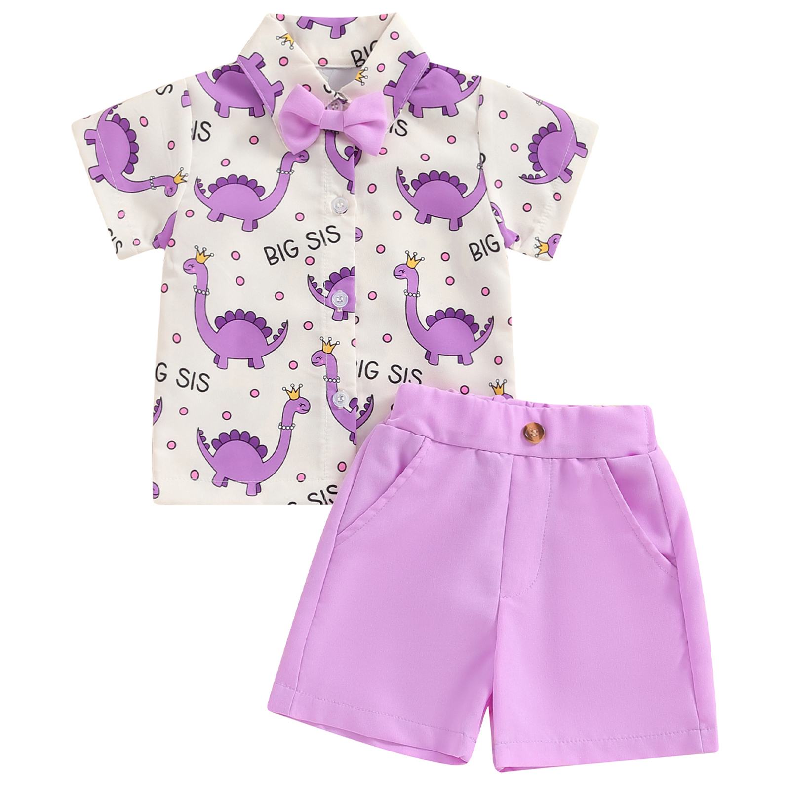Big & Little Brother/Sister Dinosaur T-Shirt Set - Kids Dino Babygrow Gift In White Cotton