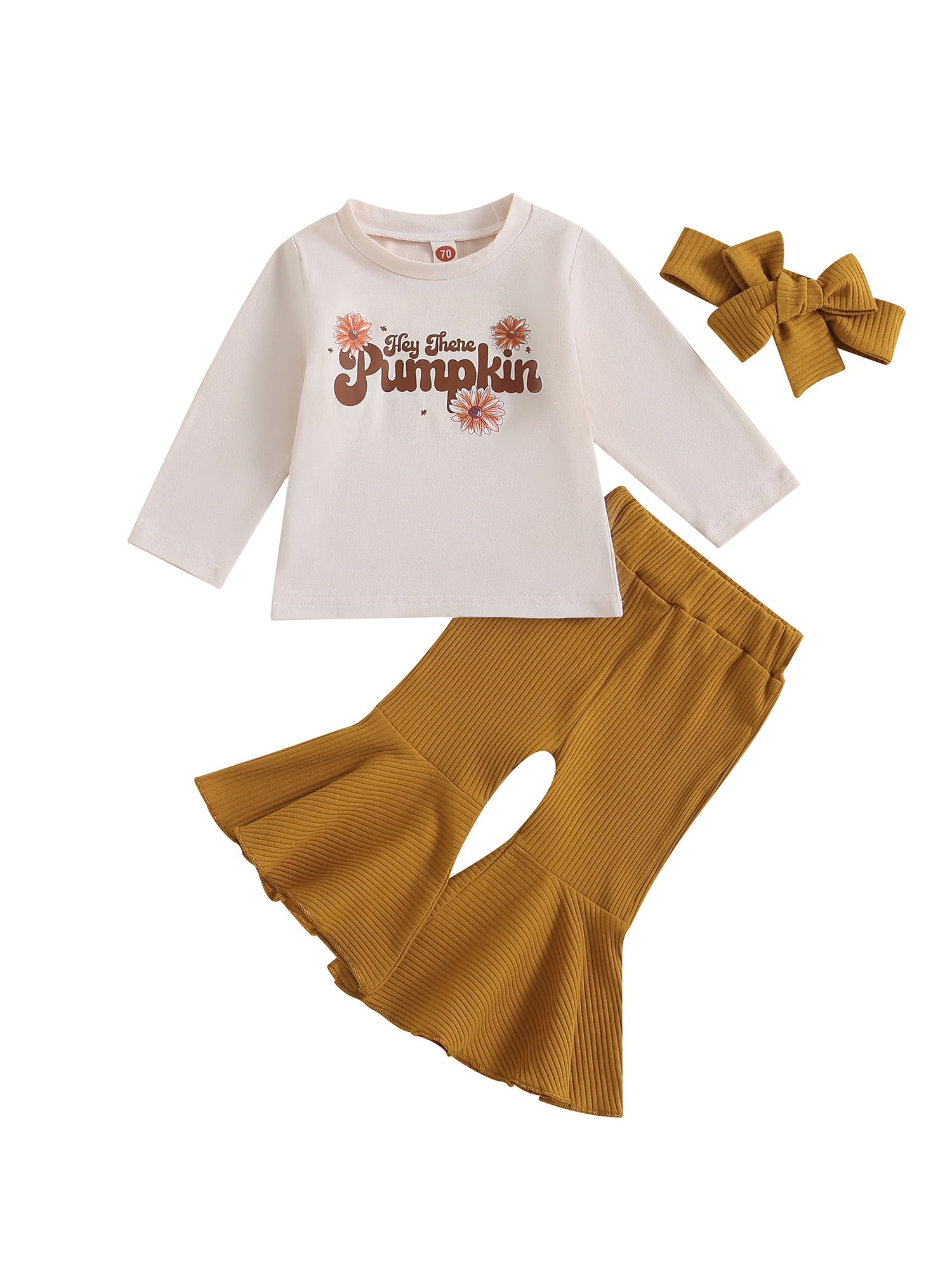 Kids Baby Girls Halloween Outfits Long Sleeve Pumpkin Letters Tops