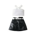thumbnail image 1 of Kids Baby Girls Outfits Floral Ruffle Off Shoulder Crop Tops + Bowknot Denim Shorts Skirt Set Toddler Summer Clothes, 1 of 4