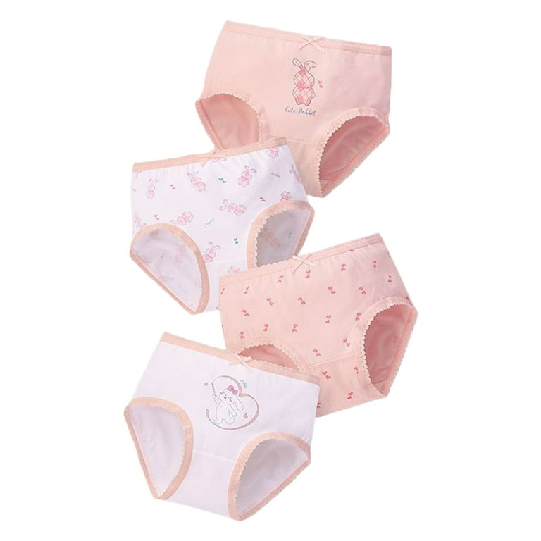 Kids Baby Girls Underpants Cute Cartoon Print Underwear Shorts Cotton  Ruffled Briefs Trunks 4PCS Pink 2 Years-3 Years 
