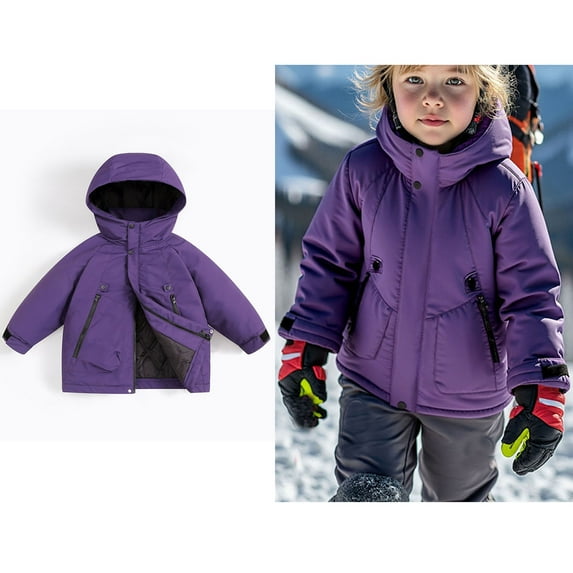 Kids Baby Girls Winter Coat,Little Boys Girls Puffer Coat Hooded Jackets with Pockets Thicken Windproof Zipper Warm Outwear for Kids Baby Girls Warm Outerwear