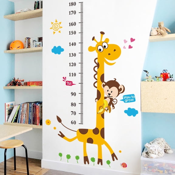 Kids Baby Height Chart Wall Sticker, Cartoon Removable Growth Ruler Decal for Nursery & Playroom Decor