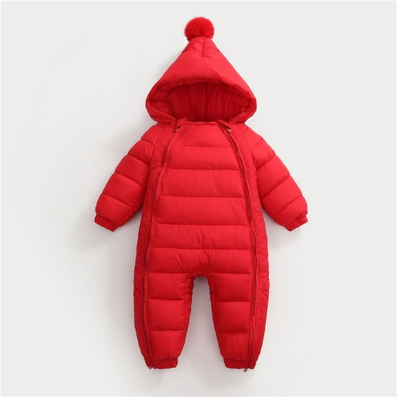 Kids Baby Boys Girls Winter Snowsuit Cute Romper Hooded Lined Warm Jumpsuit Puffer Down Coat Romper Winter Coat Outfits 3-6 Months