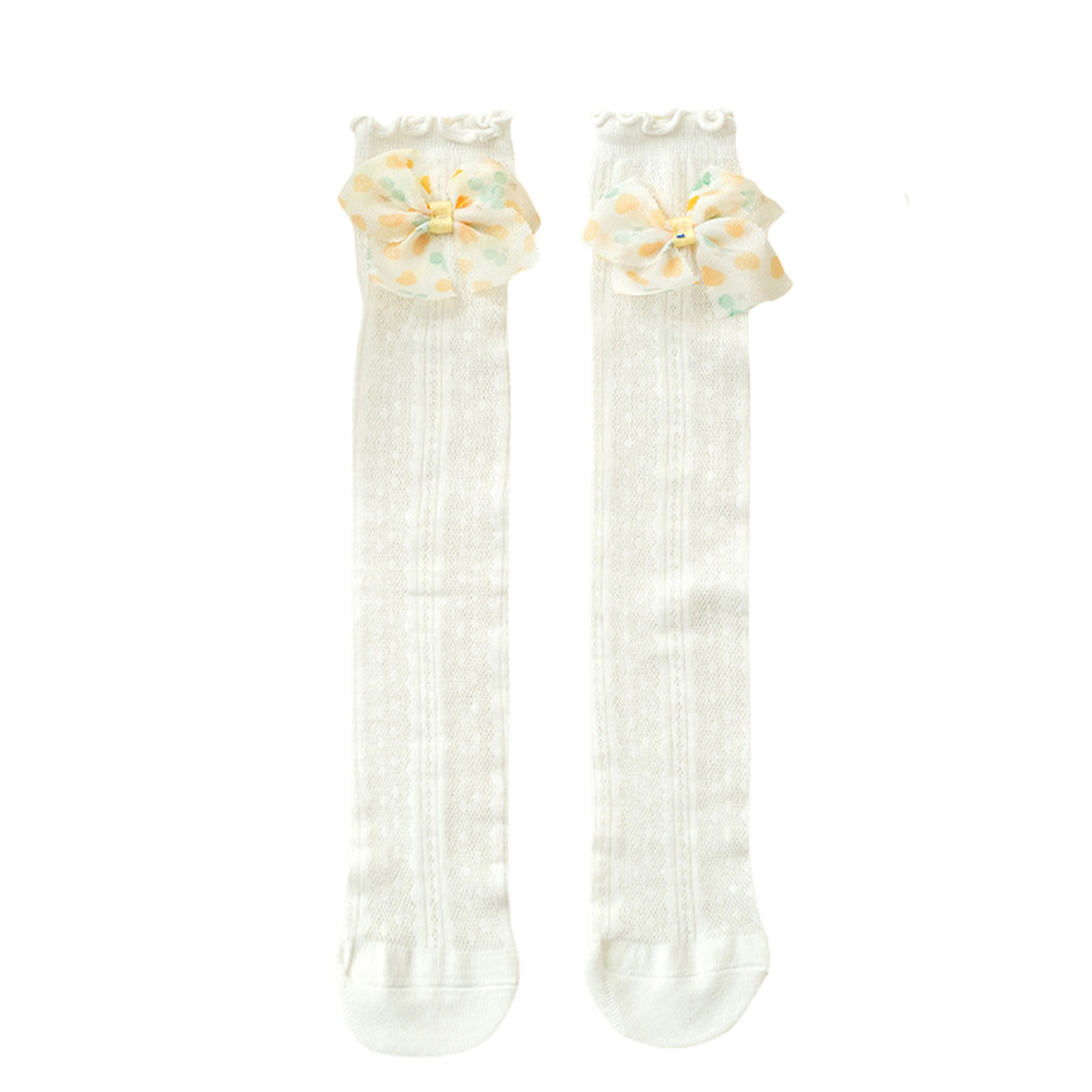 Kids Baby Knee High Socks, Summer Mesh Long Socks Bow Frilly Stockings