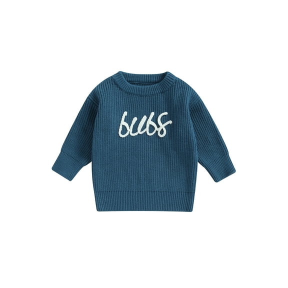 Kids Baby Knitted Sweater Casual Warm Letter Embroidery Long Sleeve Pullovers Infant Autumn Knitwear for Girls Boy