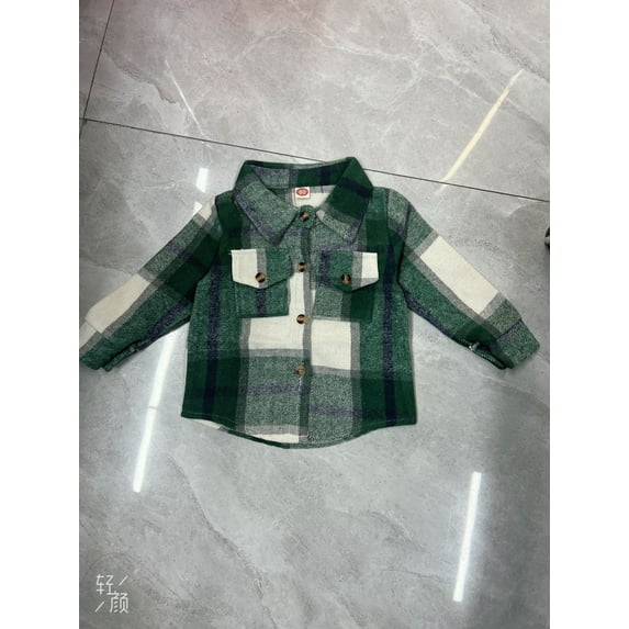 Kids Baby Plaid Shirt Jacket Casual Lapel Long Sleeve Button Up Cardigan Jacket Coat for Boys Girls
