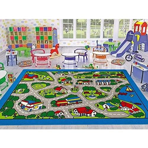 Kids / Baby Room / Daycare / Classroom / Playroom Area Rug City Roads