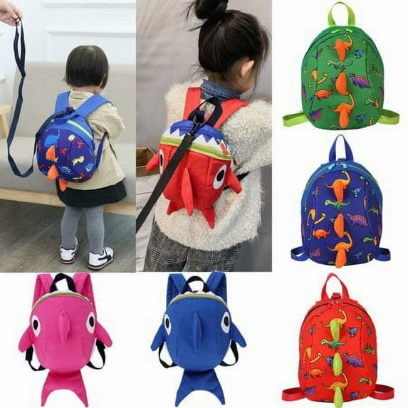 Kids Baby Safety Harness Backpack Leash Anti-Lost Dinosaur & Shark Bag Durable Oxford Material