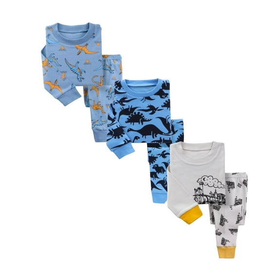 Kids Baby Toddler Boy Pajamas Pjs Clothes Sleepwear Super Soft Snug Fit - 3 Pack Size 12M to 8y