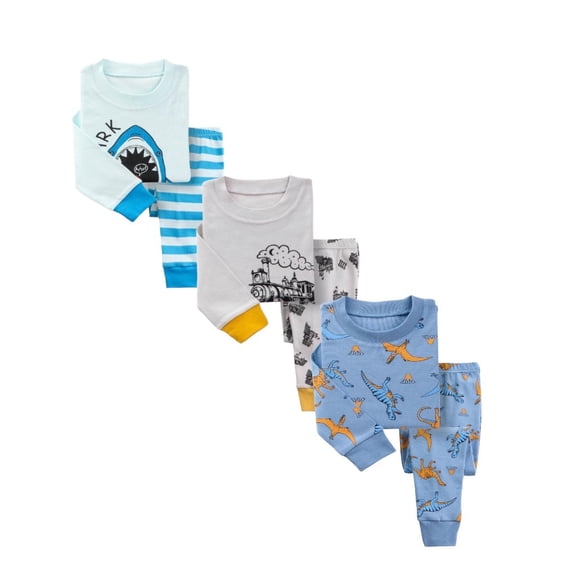 Kids Baby Toddler Boy Pajamas Pjs Clothes Sleepwear Super Soft Snug Fit - 3 Pack Size 12M to 8y