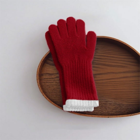 Kids Baby Toddler Children Gloves Knit Kids Warm Fleece Lined Touchscreen Thermal Toddler Gloves for Teen Girls Boys Red 3-10 Years