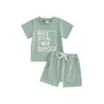 thumbnail image 1 of Kids Baby Toddler Girls Shorts Clothing Set, 6 12 18 24 Months 2T 3T 4T Short Sleeve Crew Neck Letters Print T-shirt with Shorts Summer Outfit, 1 of 9
