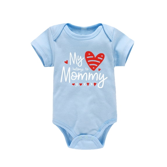 Kids Baby Valentine's Day Toddler Girls Boys Letter Heart Prints Shorts Sleeves Jumpsuit Romper 6-9 Months