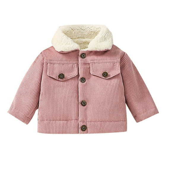 Kids Baby Warm Girls Boys Winter Warm Stand Up Collar Long Sleeve Solid Color Stripe Jacket Clothes for Girls