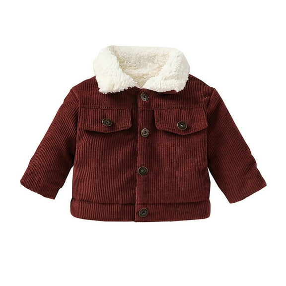 Kids Baby Warm Girls Boys Winter Warm Stand Up Collar Long Sleeve Solid Color Stripe Jacket Clothes for Girls